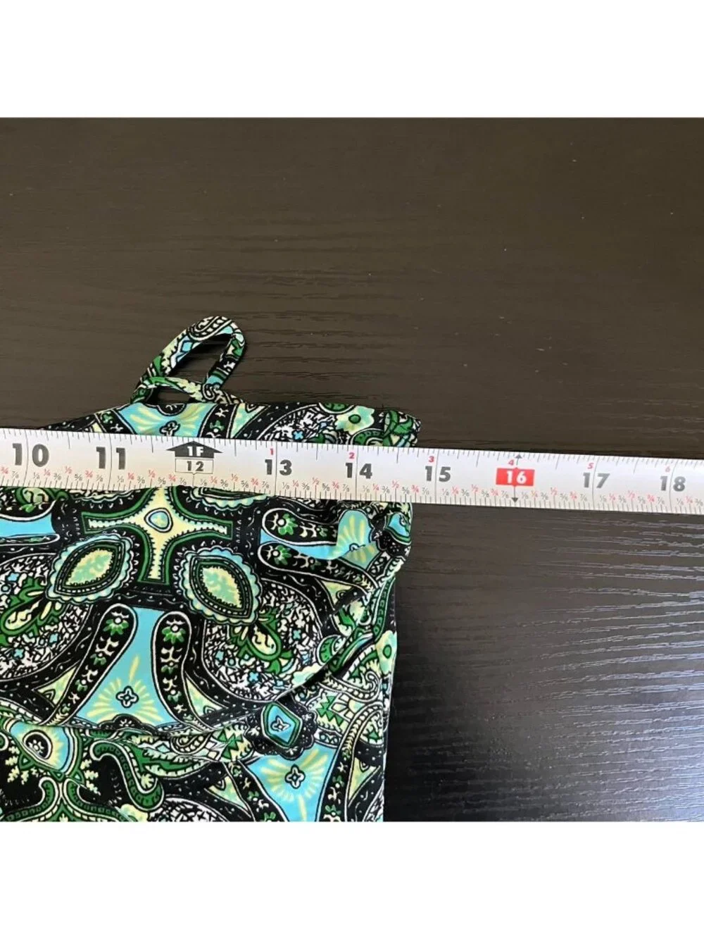 y2k green blue abstract boho whimsical grunge asymmetric cami stretchy top - Picture 5 of 8